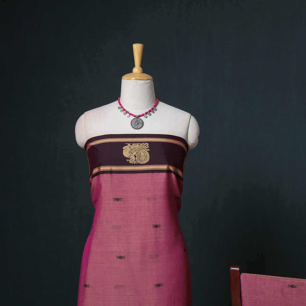 Dharwad Mercerised Cotton Plain Thread Border Unstitched Dress Material: Kurta, Bottom & Dupatta 49
