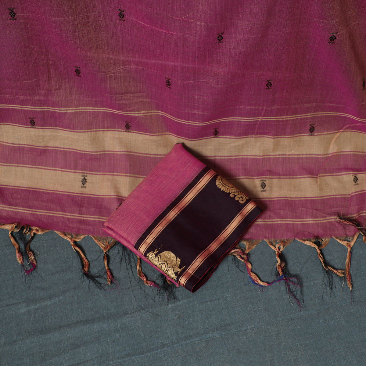 Dharwad Mercerised Cotton Plain Thread Border Unstitched Dress Material: Kurta, Bottom & Dupatta 49