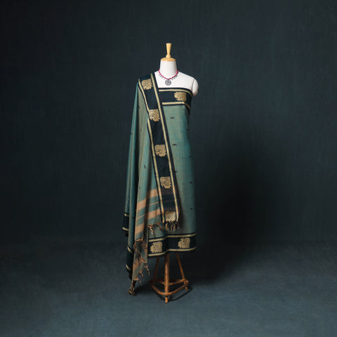 Dharwad Mercerised Cotton Plain Thread Border Unstitched Dress Material: Kurta, Bottom & Dupatta 50