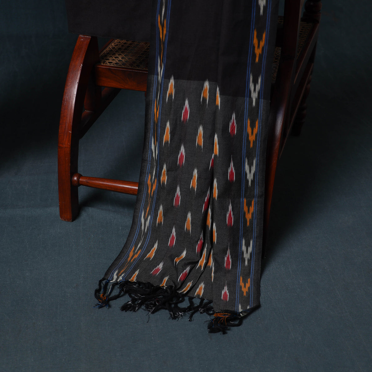 Pochampally Ikat Cotton Unstitched Dress Material: Kurta, Bottom with Dupatta 09