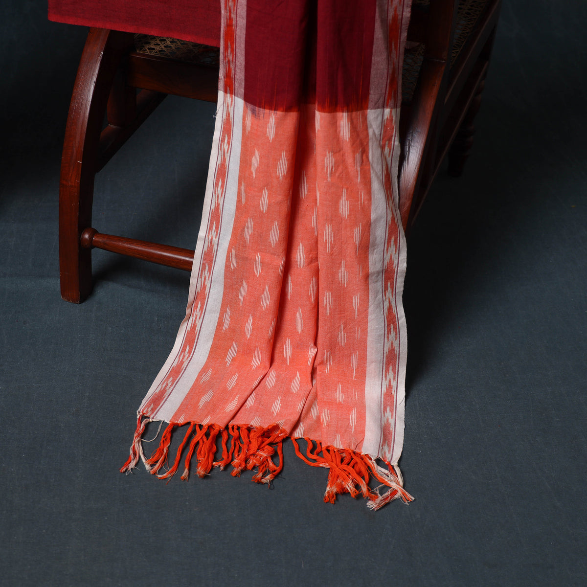 Pochampally Ikat Cotton Unstitched Dress Material: Kurta, Bottom with Dupatta 10
