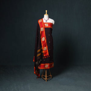 Dharwad Mercerised Cotton Plain Thread Border Unstitched Dress Material: Kurta, Bottom & Dupatta 52