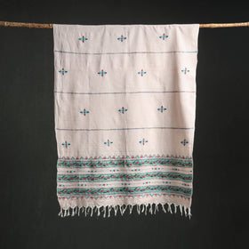Kantha Hand Embroidered Khes Handwoven Cotton Dupatta 04