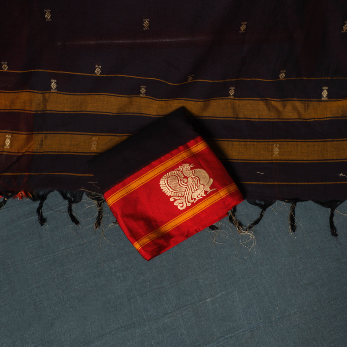 Dharwad Mercerised Cotton Plain Thread Border Unstitched Dress Material: Kurta, Bottom & Dupatta 52
