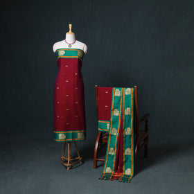 Dharwad Mercerised Cotton Plain Thread Border Unstitched Dress Material: Kurta, Bottom & Dupatta 53