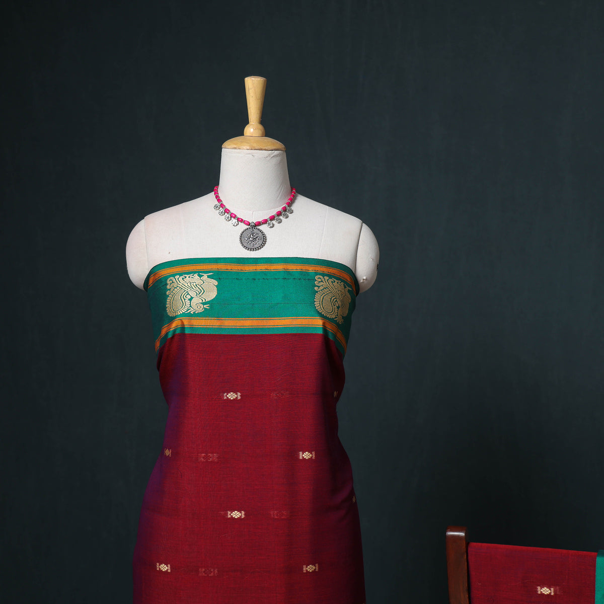 Dharwad Mercerised Cotton Plain Thread Border Unstitched Dress Material: Kurta, Bottom & Dupatta 53