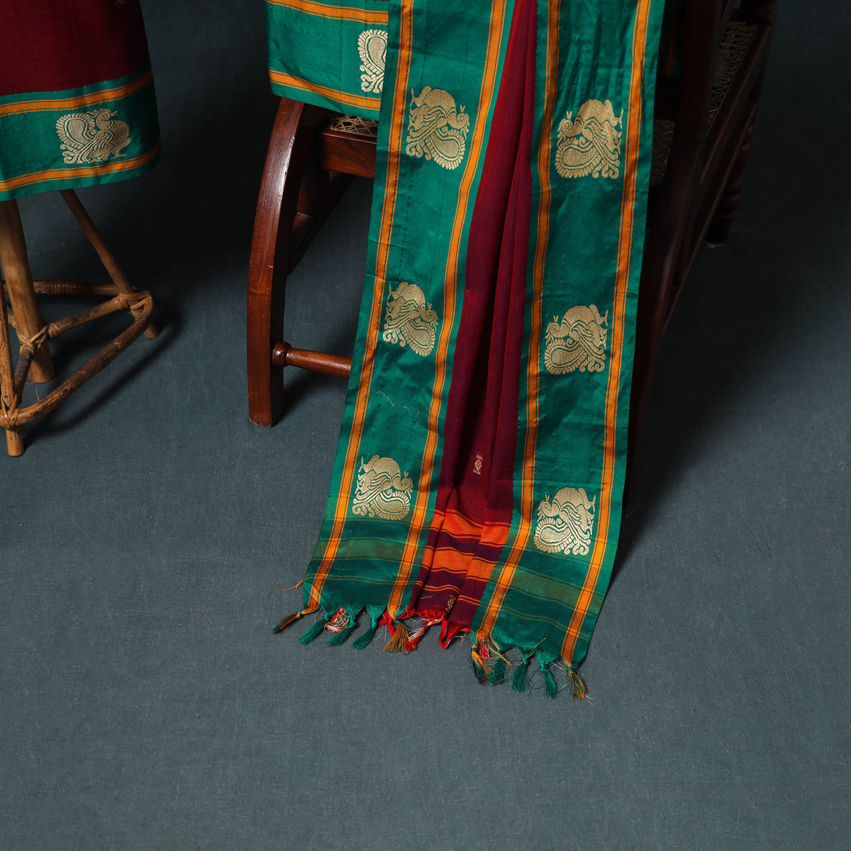 Dharwad Mercerised Cotton Plain Thread Border Unstitched Dress Material: Kurta, Bottom & Dupatta 53