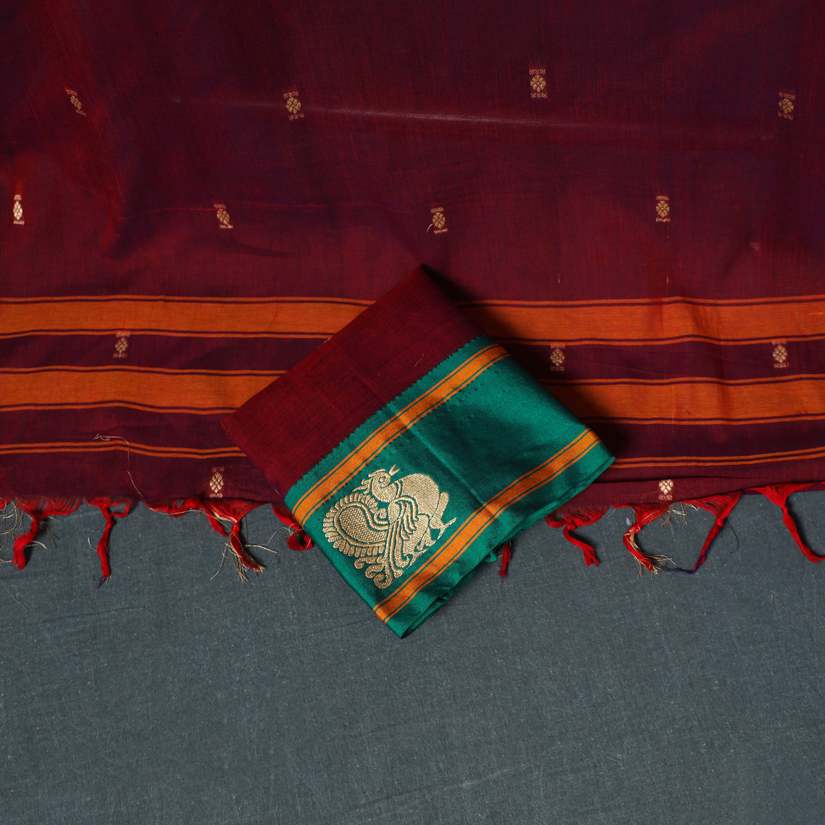 Dharwad Mercerised Cotton Plain Thread Border Unstitched Dress Material: Kurta, Bottom & Dupatta 53