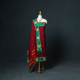 Dharwad Mercerised Cotton Plain Thread Border Unstitched Dress Material: Kurta, Bottom & Dupatta 53