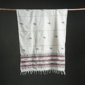 Kantha Hand Embroidered Khes Handwoven Cotton Dupatta 16