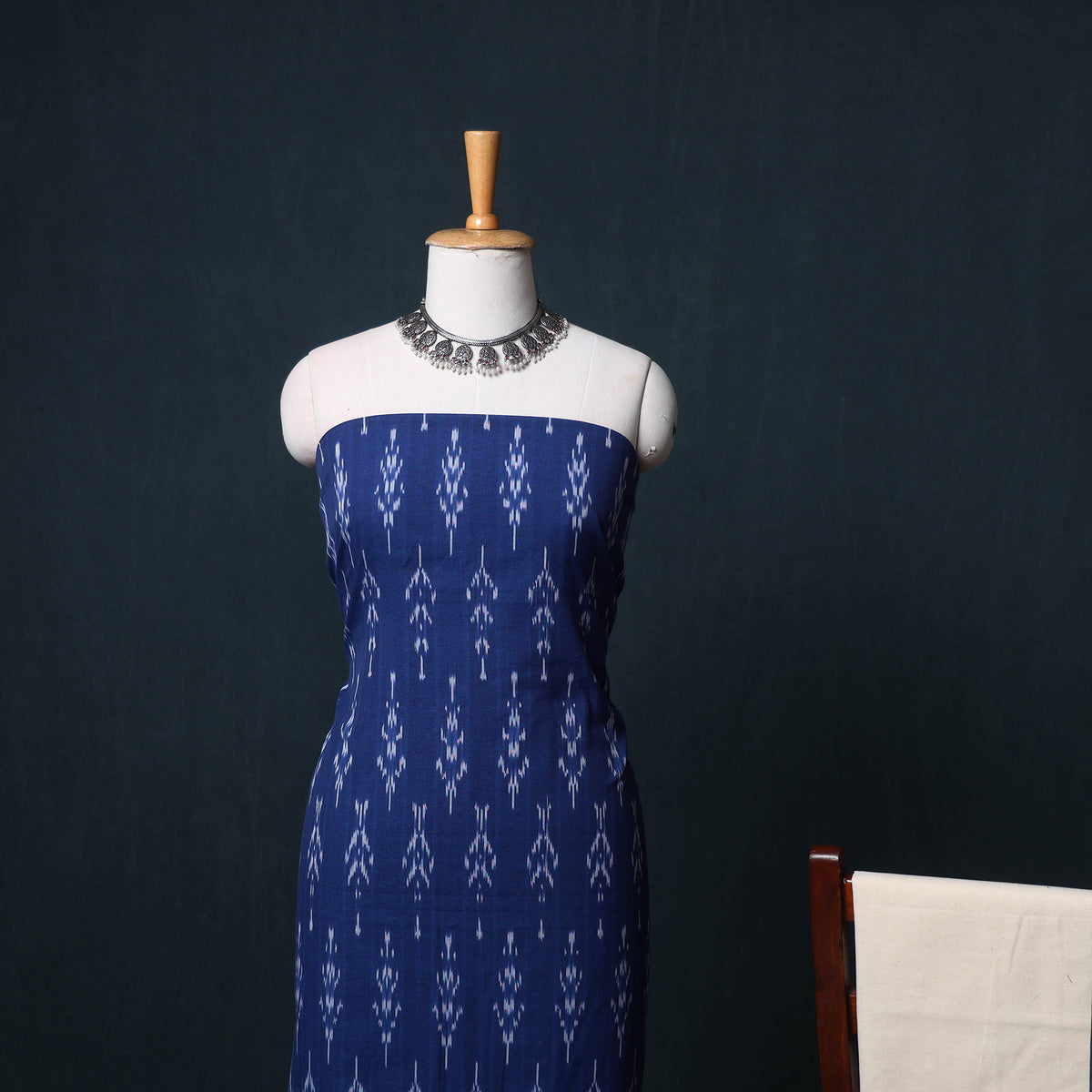 Pochampally Ikat Cotton Unstitched Dress Material: Kurta, Bottom with Dupatta 13