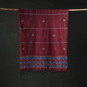 Kantha Hand Embroidered Khes Handwoven Cotton Dupatta 21
