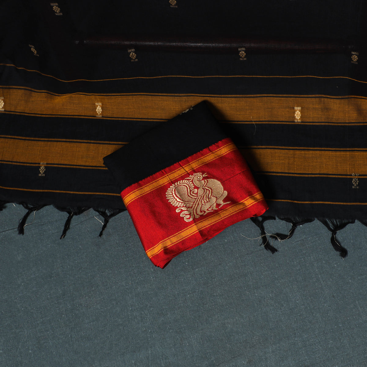 Dharwad Mercerised Cotton Plain Thread Border Unstitched Dress Material: Kurta, Bottom & Dupatta 54