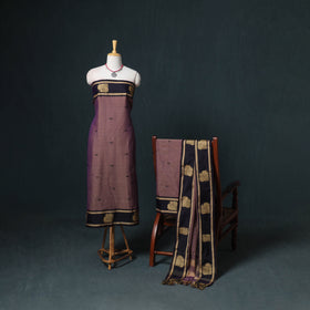 Dharwad Mercerised Cotton Plain Thread Border Unstitched Dress Material: Kurta, Bottom & Dupatta 55