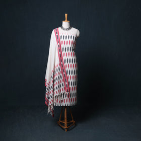 Pochampally Ikat Cotton Unstitched Dress Material: Kurta, Bottom with Dupatta 14