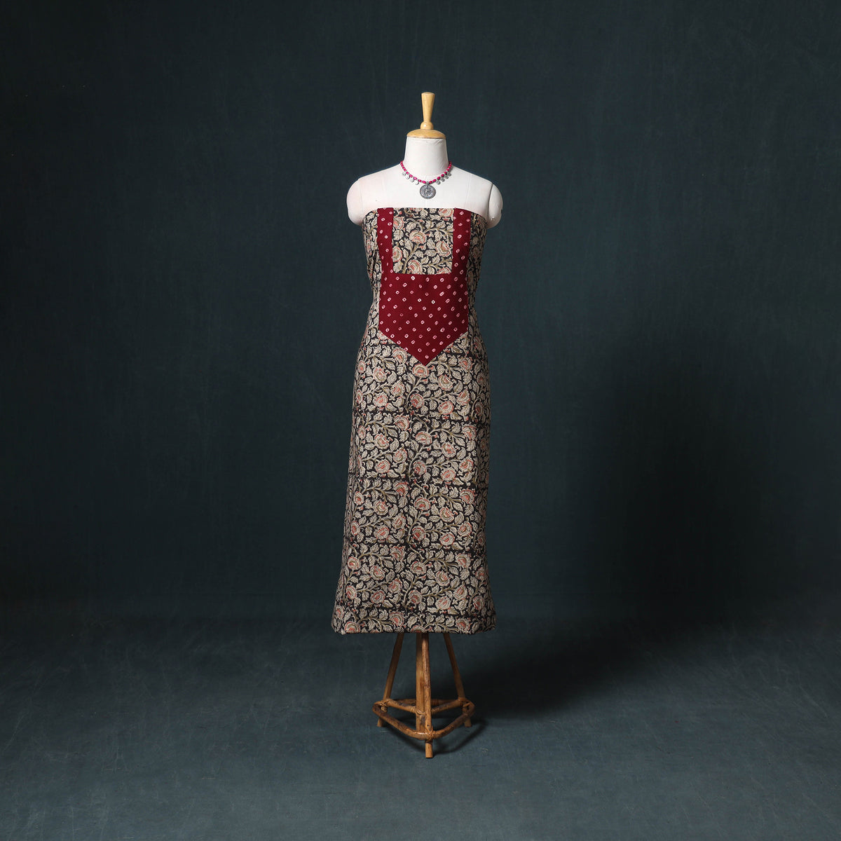 Patchwork Kalamkari Block Print Cotton Unstitched Kurta Material (2.5m) 26