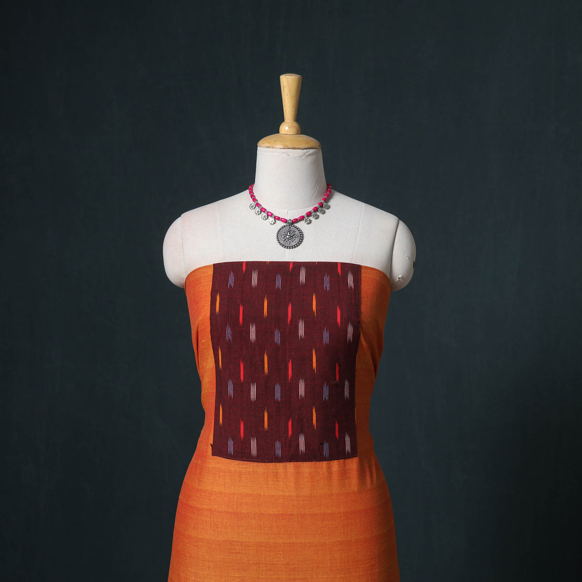 Patchwork Mangalagiri Handloom Cotton Unstitched Kurta Material (2.5m) 45