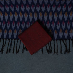 Pochampally Ikat Cotton Unstitched Dress Material: Kurta, Bottom with Dupatta 16