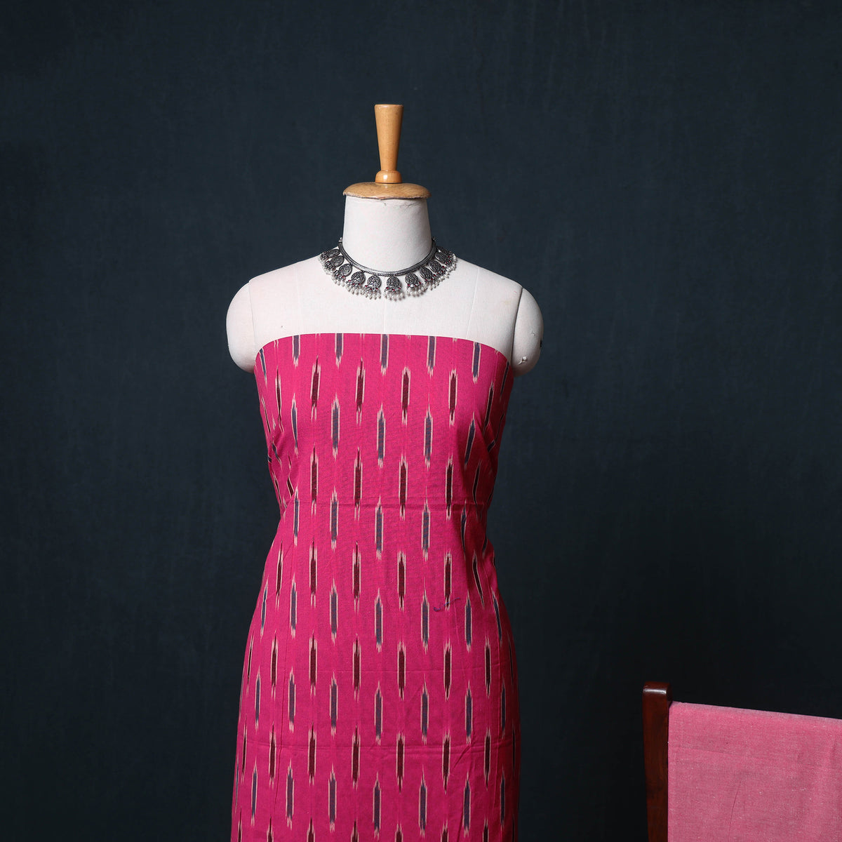 Pochampally Ikat Cotton Unstitched Dress Material: Kurta, Bottom with Dupatta 17