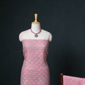 Akola Hand Block Print Woolen Unstitched Dress Material: Kurta, Bottom with Dupatta 05