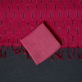 Pochampally Ikat Cotton Unstitched Dress Material: Kurta, Bottom with Dupatta 17