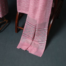 Akola Hand Block Print Woolen Unstitched Dress Material: Kurta, Bottom with Dupatta 05