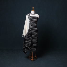 Pochampally Ikat Cotton Unstitched Dress Material: Kurta, Bottom with Dupatta 19