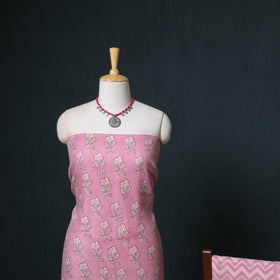 Akola Hand Block Print Woolen Unstitched Dress Material: Kurta, Bottom with Dupatta 02