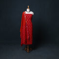 Pochampally Ikat Cotton Unstitched Dress Material: Kurta, Bottom with Dupatta 21