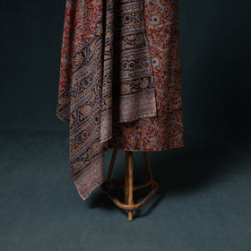 Pedana Hand Block Print Natural Dyed Cotton Kalamkari Unstitched Dress Material: Kurta with Dupatta 01
