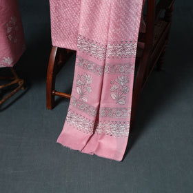Akola Hand Block Print Woolen Unstitched Dress Material: Kurta, Bottom with Dupatta 04