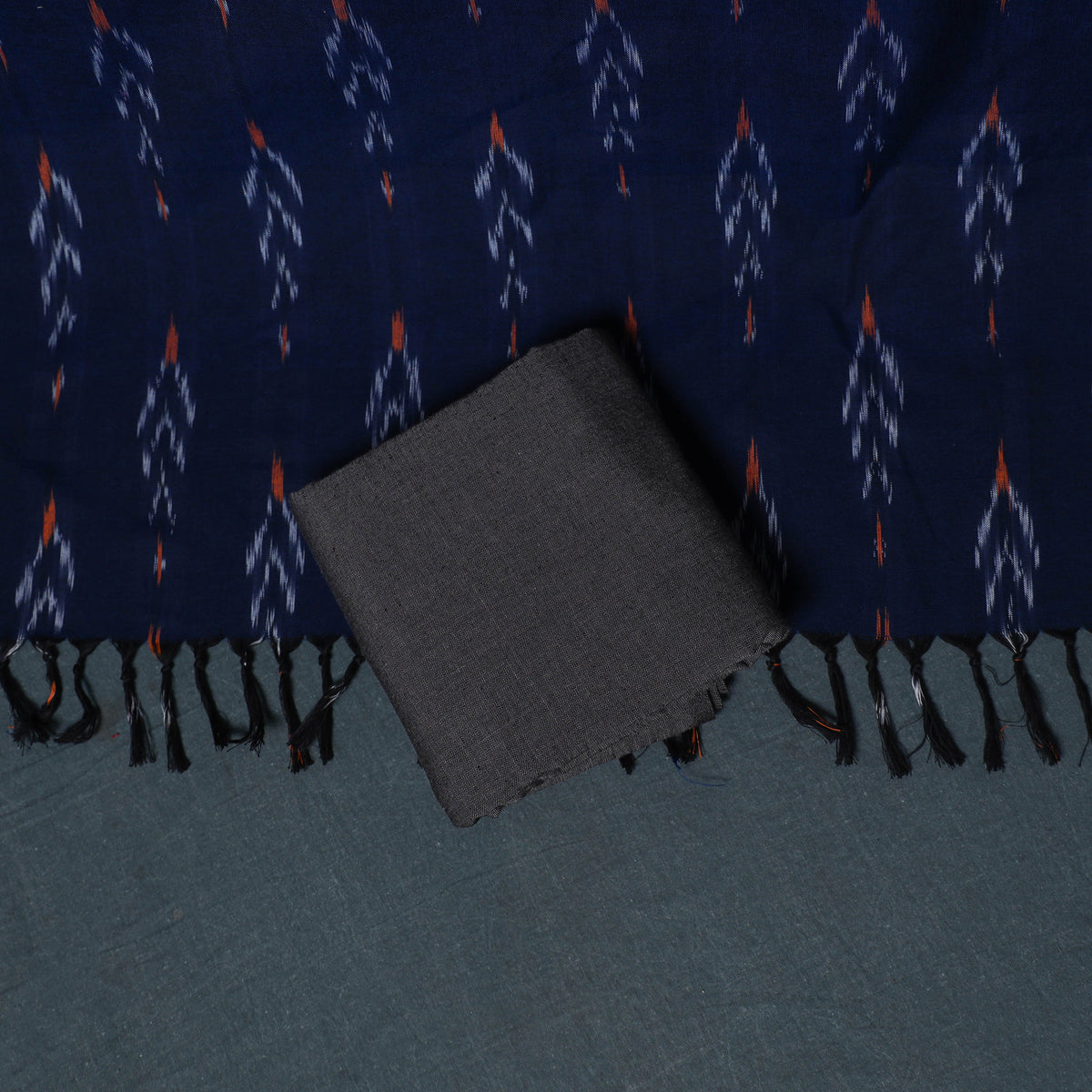 Pochampally Ikat Cotton Unstitched Dress Material: Kurta, Bottom with Dupatta 22