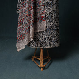 Pedana Hand Block Print Natural Dyed Cotton Kalamkari Unstitched Dress Material: Kurta with Dupatta 02