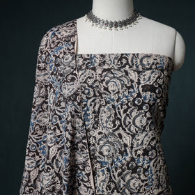 Pedana Hand Block Print Natural Dyed Cotton Kalamkari Unstitched Dress Material: Kurta with Dupatta 02