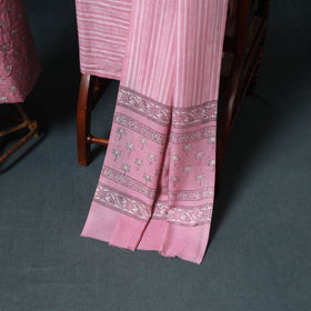 Akola Hand Block Print Woolen Unstitched Dress Material: Kurta, Bottom with Dupatta 06