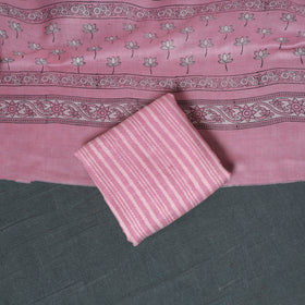 Akola Hand Block Print Woolen Unstitched Dress Material: Kurta, Bottom with Dupatta 06