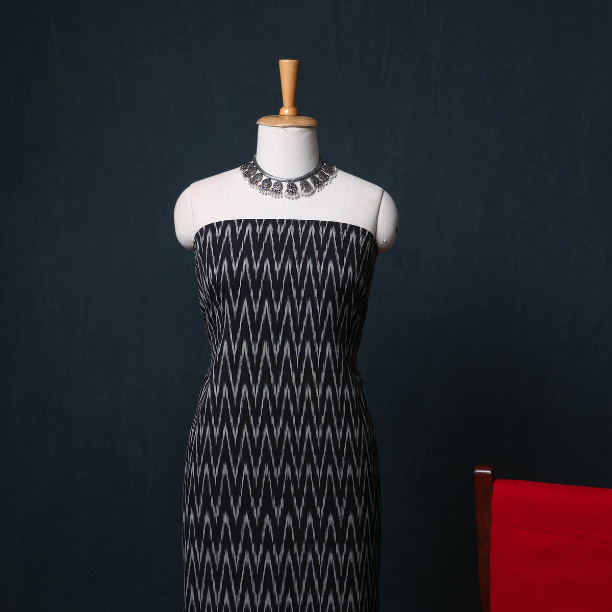 Pochampally Ikat Cotton Unstitched Dress Material: Kurta, Bottom with Dupatta 25