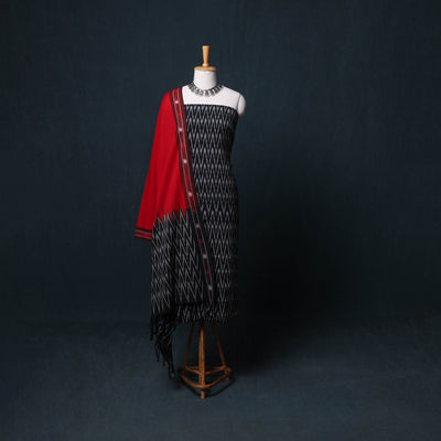 Pochampally Ikat Cotton Unstitched Dress Material: Kurta, Bottom with Dupatta 25