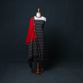 Pochampally Ikat Cotton Unstitched Dress Material: Kurta, Bottom with Dupatta 25