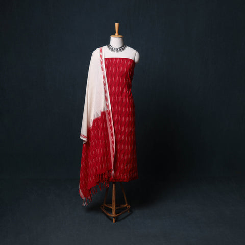 Pochampally Ikat Cotton Unstitched Dress Material: Kurta, Bottom with Dupatta 26