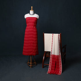 Pochampally Ikat Cotton Unstitched Dress Material: Kurta, Bottom with Dupatta 26