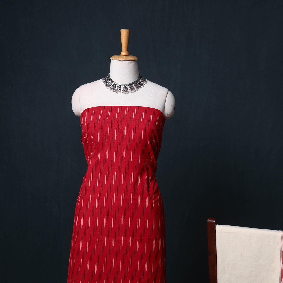 Pochampally Ikat Cotton Unstitched Dress Material: Kurta, Bottom with Dupatta 26