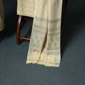 Akola Hand Block Print Woolen Unstitched Dress Material: Kurta, Bottom with Dupatta 08