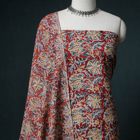 Pedana Hand Block Print Natural Dyed Cotton Kalamkari Unstitched Dress Material: Kurta with Dupatta 05