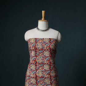 Pedana Hand Block Print Natural Dyed Cotton Kalamkari Unstitched Dress Material: Kurta with Dupatta 05