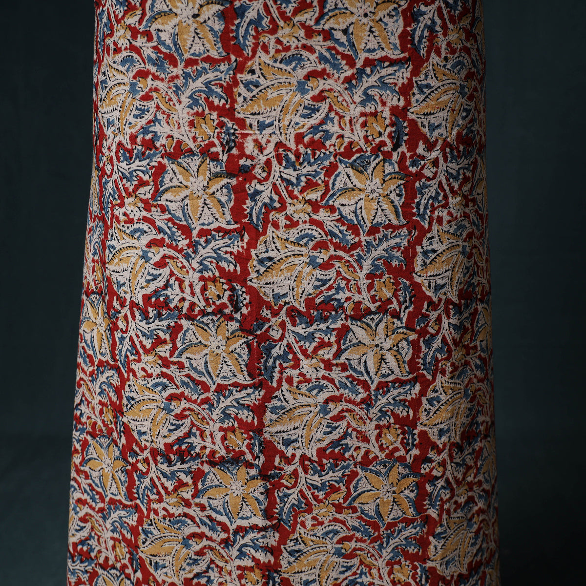Pedana Hand Block Print Natural Dyed Cotton Kalamkari Unstitched Dress Material: Kurta with Dupatta 05
