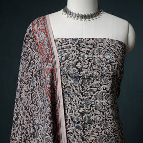 Pedana Hand Block Print Natural Dyed Cotton Kalamkari Unstitched Dress Material: Kurta  with Dupatta 06