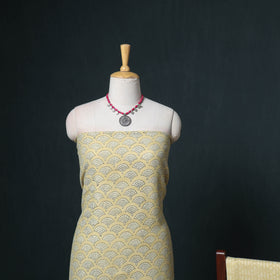 Akola Hand Block Print Woolen Unstitched Dress Material: Kurta, Bottom with Dupatta 09