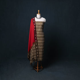 Pochampally Ikat Cotton Unstitched Dress Material: Kurta, Bottom with Dupatta 28