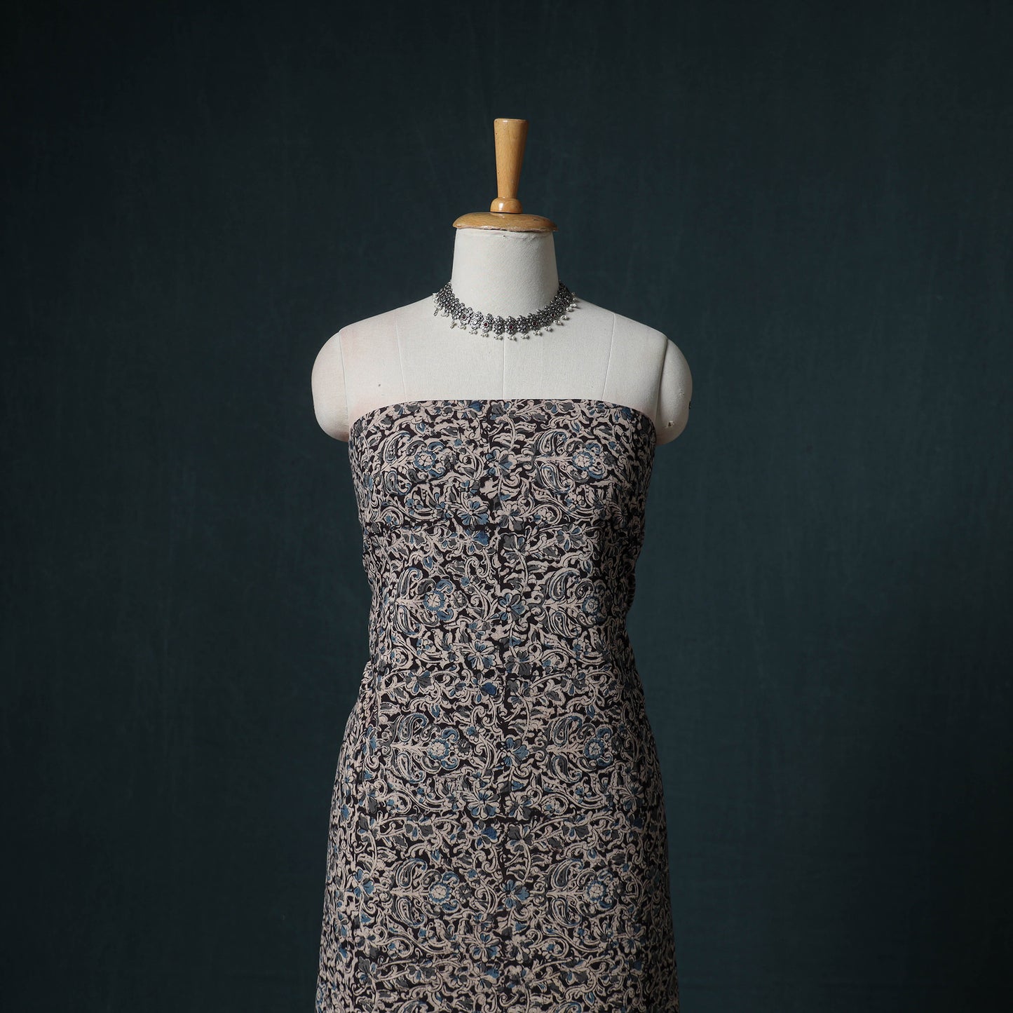 Pedana Hand Block Print Natural Dyed Cotton Kalamkari Unstitched Dress Material: Kurta  with Dupatta 06